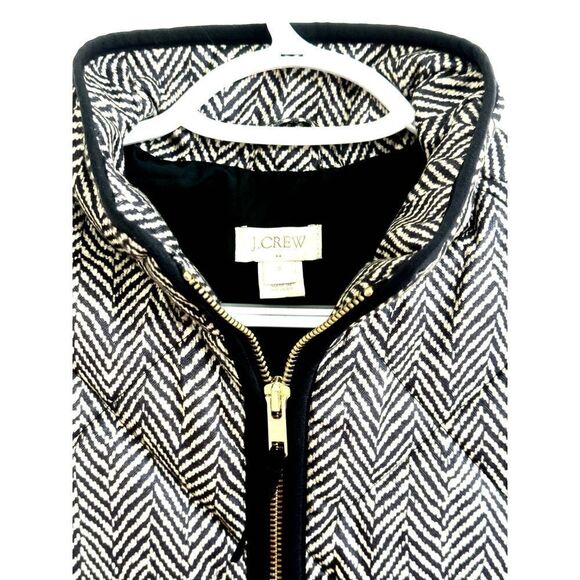 J. Crew Herringbone Print Quilted Puffer Vest EUC Sz S // preppy // equestrian / - Picture 3 of 10